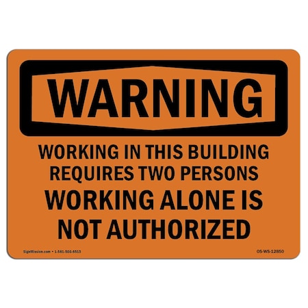 OSHA WARNING Sign, Two Persons Required, 14in X 10in Decal